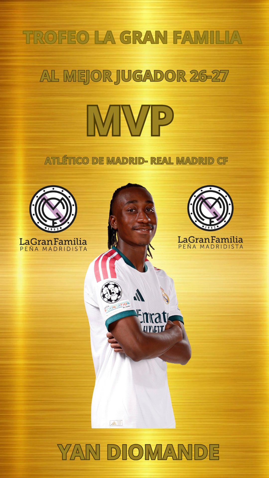Trofeo La Gran Familia al Mejor Jugador 2026-2027 | MVP Atlético de Madrid – Real Madrid CF (Liga)