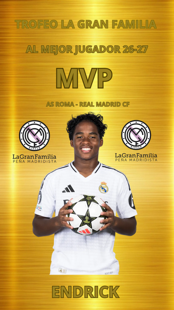 Trofeo La Gran Familia al Mejor Jugador 2026-2027 | MVP AS Roma - Real Madrid CF (Champions)